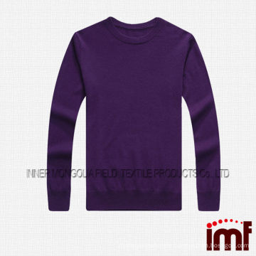 Top Quality Pure Cashmere Plain Color Purple Winter Man Sweater Knitwear